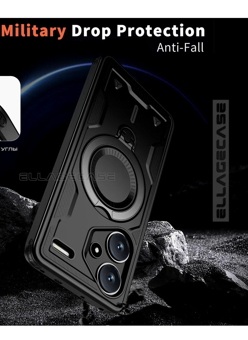 ELLAGECASE Protective Case with Ring for Xiaomi Redmi Note 13 Pro Plus 5G, Rugged Drop Protection, Horizontal and Vertical Stand Capability, Solid Camera Protection, Balanced Support, and Perfect Compatibility with Magnetic Accessories  - Image 3