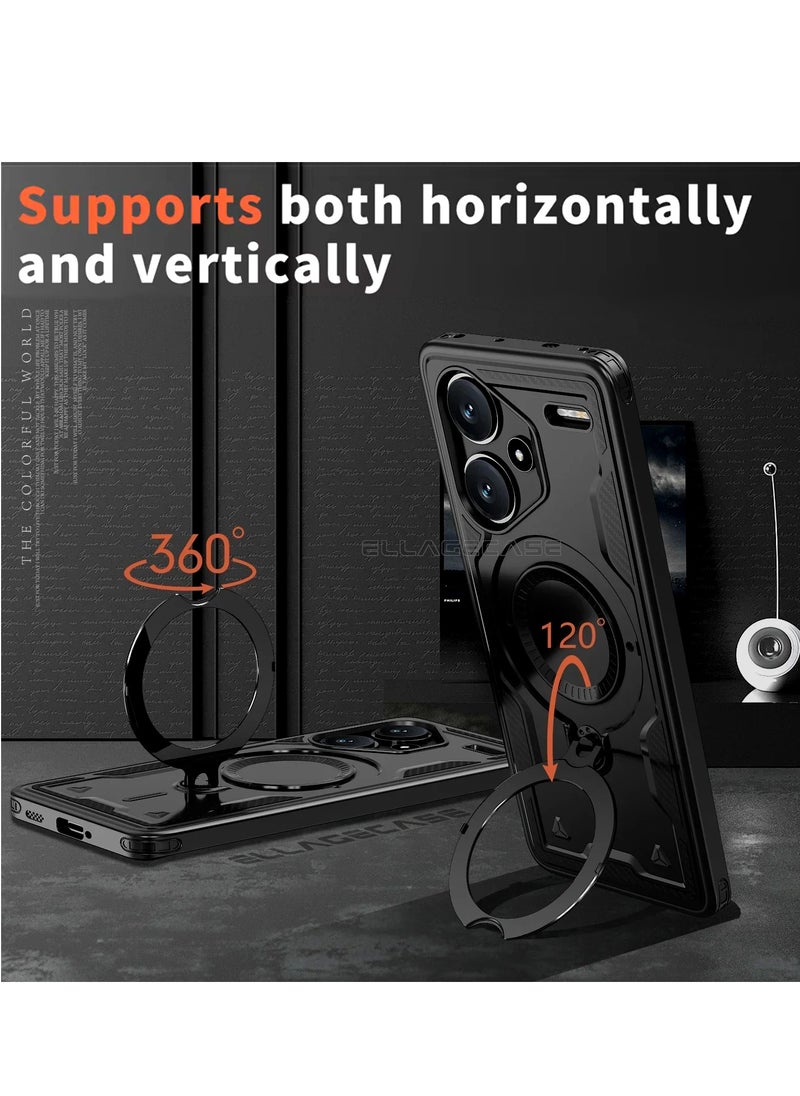 ELLAGECASE Protective Case with Ring for Xiaomi Redmi Note 13 Pro Plus 5G, Rugged Drop Protection, Horizontal and Vertical Stand Capability, Solid Camera Protection, Balanced Support, and Perfect Compatibility with Magnetic Accessories  - Image 4