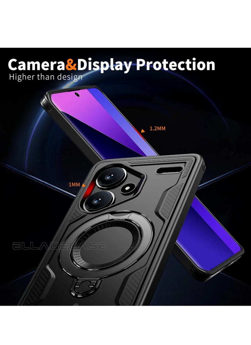 ELLAGECASE Protective Case with Ring for Xiaomi Redmi Note 13 Pro Plus 5G, Rugged Drop Protection, Horizontal and Vertical Stand Capability, Solid Camera Protection, Balanced Support, and Perfect Compatibility with Magnetic Accessories  - Image 5