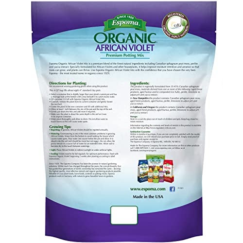 Espoma Organic Natural and Organic Premium Potting Soil Mix for African Violets and All Indoor Flowering Houseplants. for Organic Gardening. 4 Quart Bag - Image 2