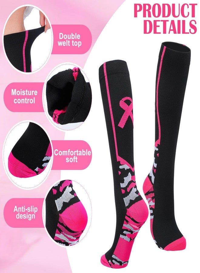Funtery 12 Pair Breast Cancer Awareness Socks Women Pink Ribbon Football Socks Bulk for Pink out Football Volleyball Softball(Bright) - Image 4