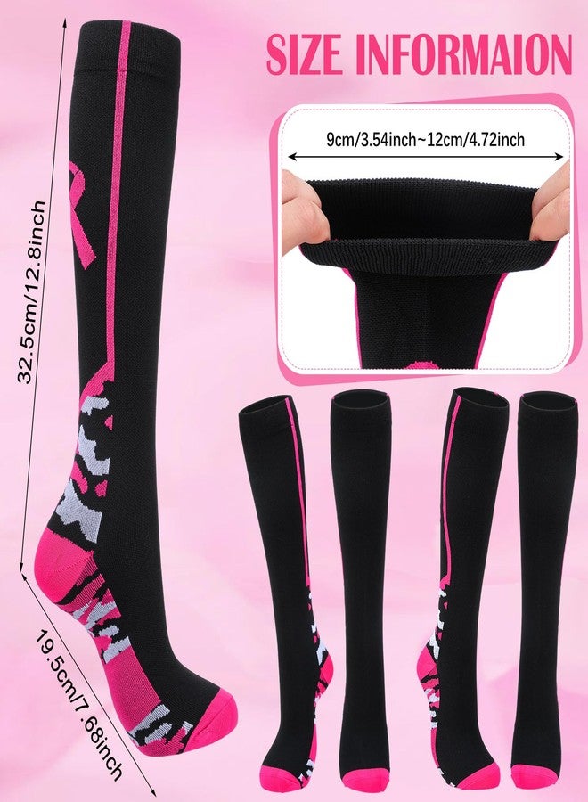 Funtery 12 Pair Breast Cancer Awareness Socks Women Pink Ribbon Football Socks Bulk for Pink out Football Volleyball Softball(Bright) - Image 2