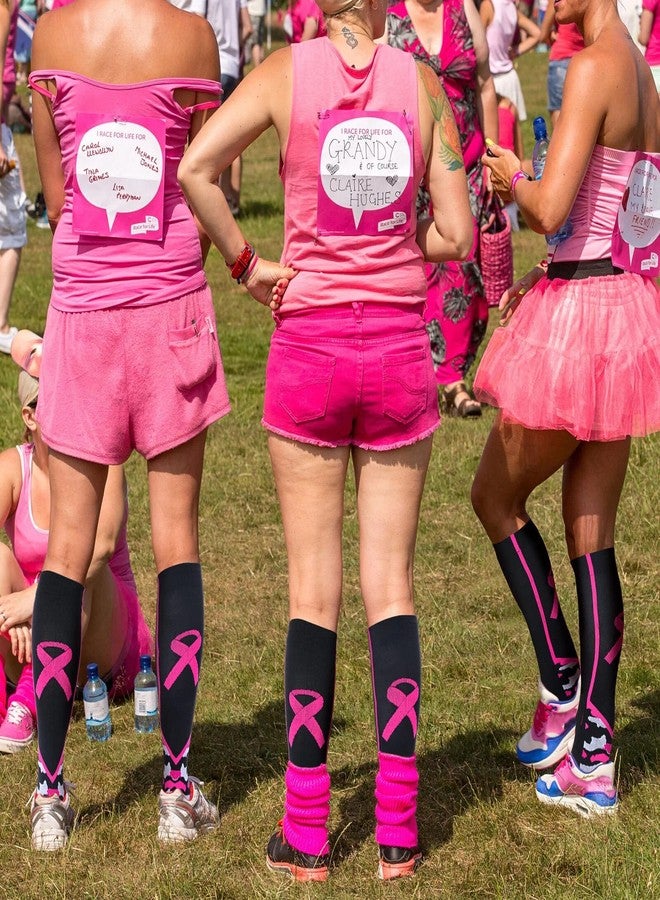 Funtery 12 Pair Breast Cancer Awareness Socks Women Pink Ribbon Football Socks Bulk for Pink out Football Volleyball Softball(Bright) - Image 5