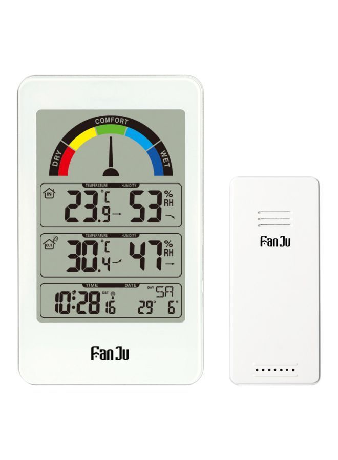 NIBEMINENT Digital Hygro Thermograph With Wireless Sensor White (2x8x13.5 cm), (9x2.3x4 cm) - Image 1