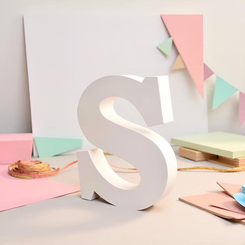 AKDAMA Wooden S Letter- English Upper Case Alphabets Cutouts for Art and Craft Work (S_White_15x2.5 cm) - Image 2