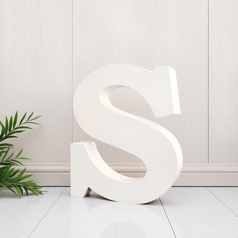 AKDAMA Wooden S Letter- English Upper Case Alphabets Cutouts for Art and Craft Work (S_White_15x2.5 cm) - Image 3
