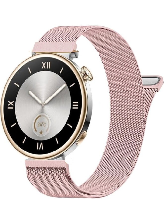 Watch 18mm Stainless Steel Magnetic Metal Smart Watch Band | Compatible with Huawei Watch gt4 41mm & gt5 41mm & gt6 41mm Stylish Adjustable Replacement Strap Durable Comfortable Pink - Image 1