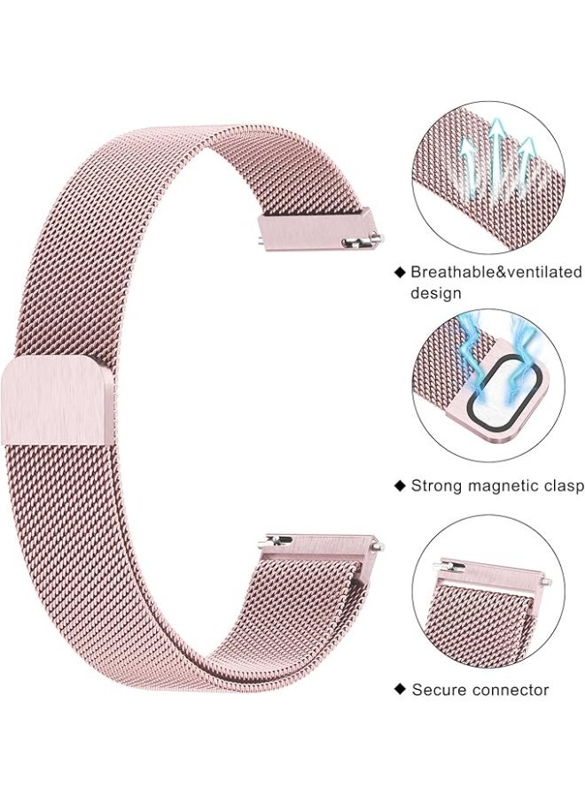 Watch 18mm Stainless Steel Magnetic Metal Smart Watch Band | Compatible with Huawei Watch gt4 41mm & gt5 41mm & gt6 41mm Stylish Adjustable Replacement Strap Durable Comfortable Pink - Image 3
