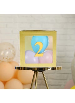 Popped and Gone 2 Number Gold Transparent Large Size 25*25 Cm Balloon Box DIY Birthday Party Celebration Set