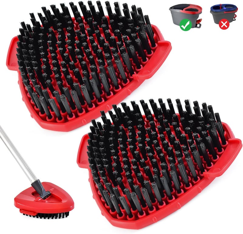 GFRED 2 Pack Upgrade Scrub Brush Replace Heads Compatible with O Cedar EasyWring 1 Tank Spin Mop, Scrubber Brush Head for Ocedar EasyWring Spin Mop Scrubby Head Brush, More Layers of Bristles to Floor Clean - Image 1