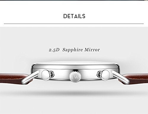 Carnival Luxury Men's Big Dial Chronograph Sapphire Glass Waterproof Quartz Black Leather Gold Watches (Gold case & Blue dial & Black Strap) - Image 4