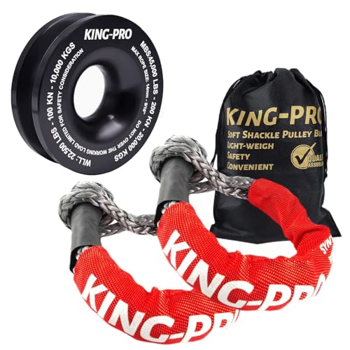 KING-PRO Recovery Ring 7/16"x20" 2PCS Soft Shackle 35,000lbs Breaking Strength with Snatch Ring 45,000lbs for Full-Size Truck Large SUVs Offroad Vehicels (2 Shackle and a Ring) - Image 1