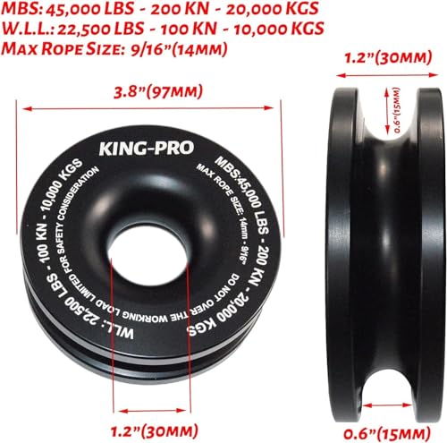 KING-PRO Recovery Ring 7/16"x20" 2PCS Soft Shackle 35,000lbs Breaking Strength with Snatch Ring 45,000lbs for Full-Size Truck Large SUVs Offroad Vehicels (2 Shackle and a Ring) - Image 4