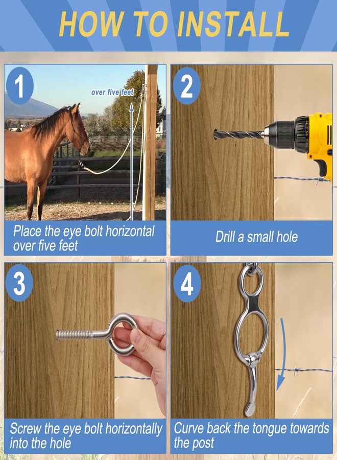Dayimado Horse Tie Ring, Stainless Steel Tie Ring for Horses, Sturdy and Safe Horse Tack Supplies for Indoor and Outdoor Reducing Horse Injured When Pull Back 3 Pack - Image 3