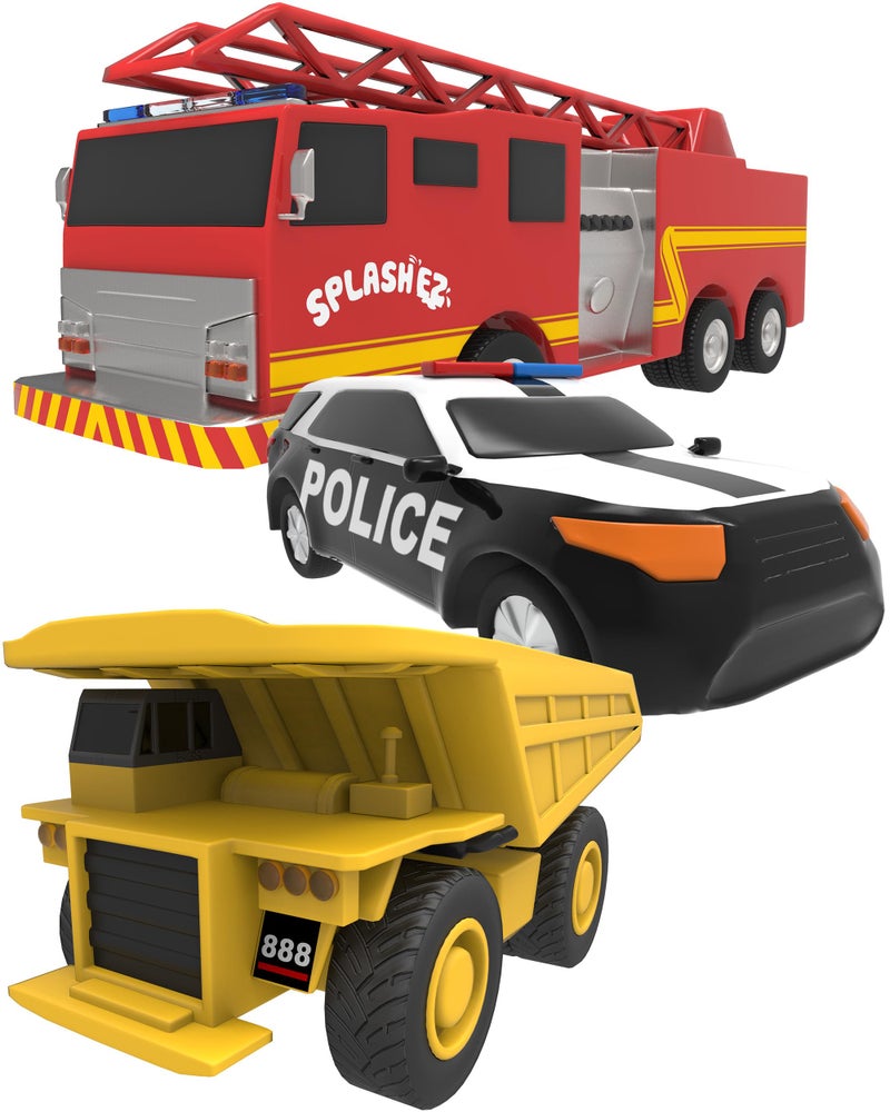 SplashEZ Mold Free Bath Toys for Babies & Toddlers, Car No Hole Bath Toys for Kids, Toddler Gift, No Mold Bathtub Water Vehicles Set for Kids, Pool, BPA-Free, Safe, Fun, Infant Ages 1 3 6 12 18 Months - Image 1