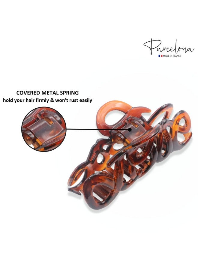 Parcelona French Love Medium 3" Celluloid Acetate Claw Clips Covered Spring Durable Fashion Hair Styling Clips Women Hair Accessories Girls Hair Clips Made In France (Tortoise Shellblack) - Image 4