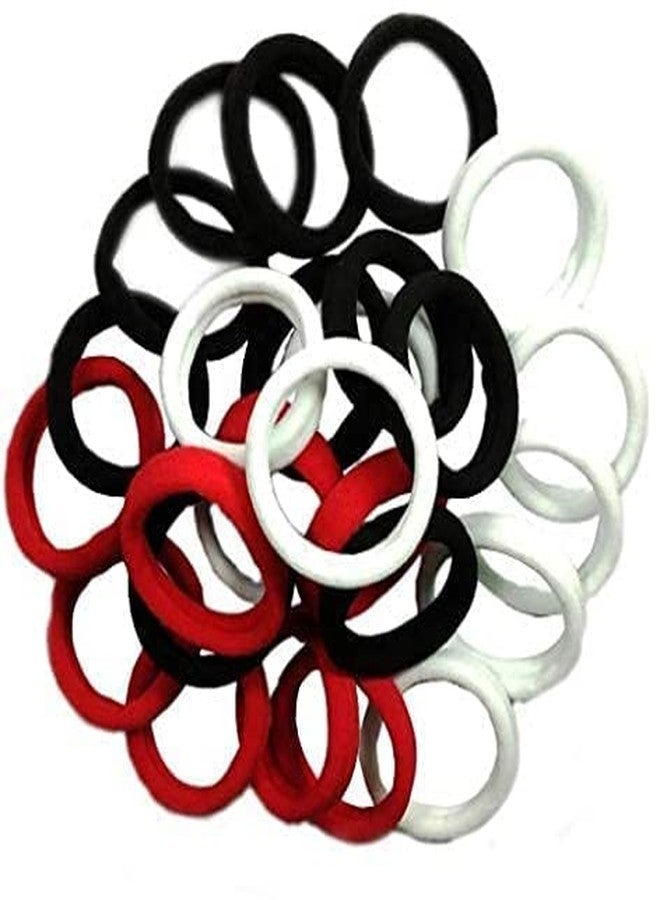 trendsetter مجموعة تريندسيتر من 24 ربطة شعر مطاطية سادة من النايلون باللون الأحمر والأسود والأبيض / ربطات شعر / حامل ذيل حصان / عصابة رأس للفتيات والنساء والمراهقات والأطفال الصغار للاستخدام اليومي والاستخدام المدرسي (مجموعة من 24 قطعة) - Image 4