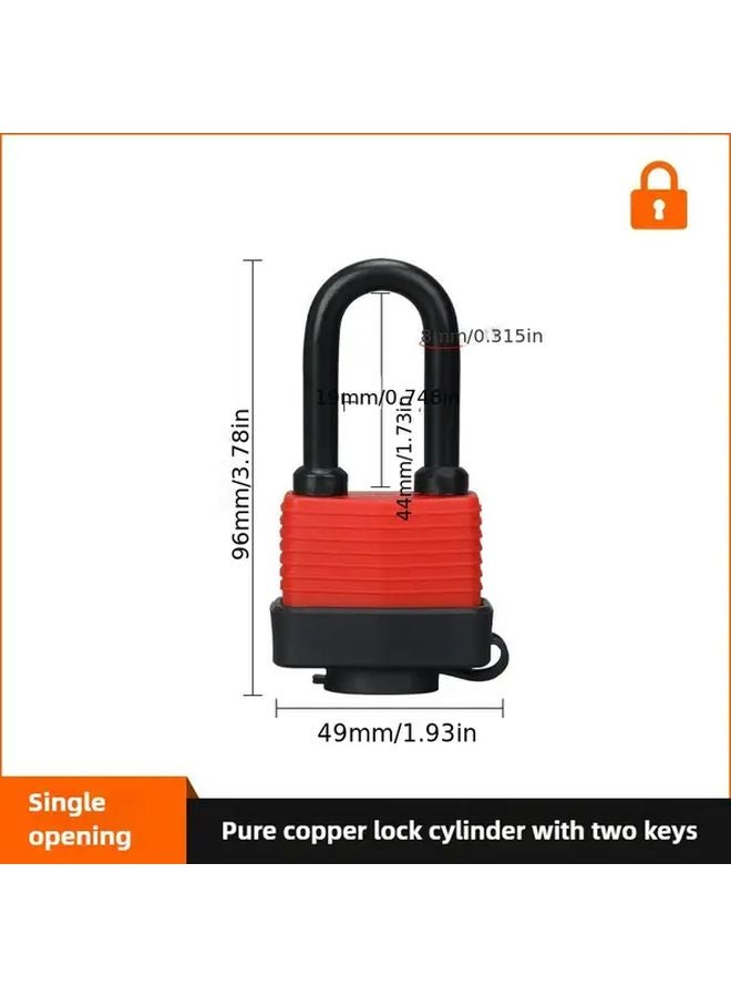 Heavy Duty Waterproof Rustproof Steel Padlock Red Long Shackle Outdoor Use - Image 1