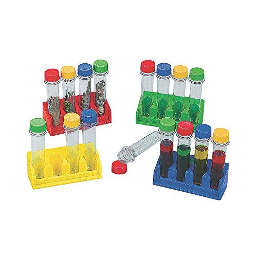 Fun Express Kids Test Tubes with Stand Science Kit Ideal for Classroom Experiments STEM Learning and Educational Fun Perfect for Science Projects Learning Activities 16 Pieces - Image 1