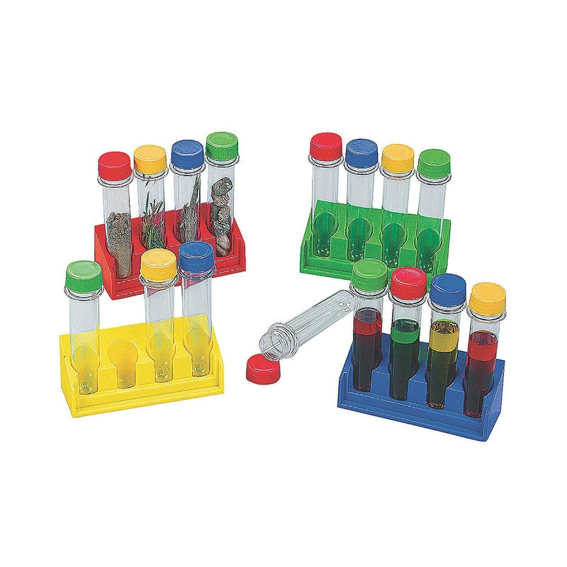 Fun Express Kids Test Tubes with Stand Science Kit Ideal for Classroom Experiments STEM Learning and Educational Fun Perfect for Science Projects Learning Activities 16 Pieces - Image 2