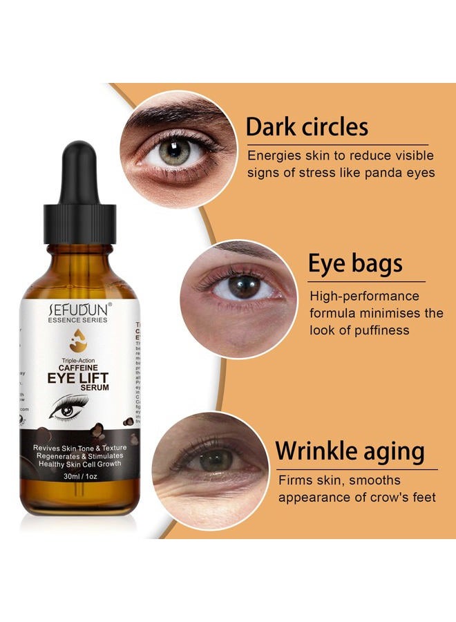Sefudun Caffeine Eye Serum, Eye Serum Anti Aging Wrinkles Effectively Fades Dark Circles, Eye Bags, Helping to Minimize Wrinkles and Fine Lines, Eliminate Puffiness, with EGCG, Vitamin C Under Eye Serum 30ml - Image 5