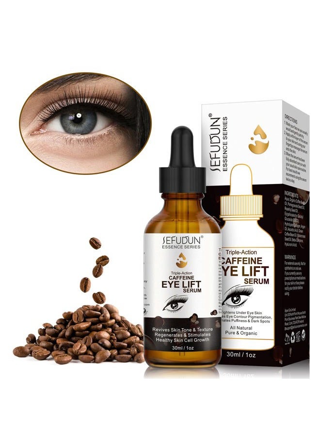 Sefudun Caffeine Eye Serum, Eye Serum Anti Aging Wrinkles Effectively Fades Dark Circles, Eye Bags, Helping to Minimize Wrinkles and Fine Lines, Eliminate Puffiness, with EGCG, Vitamin C Under Eye Serum 30ml - Image 2