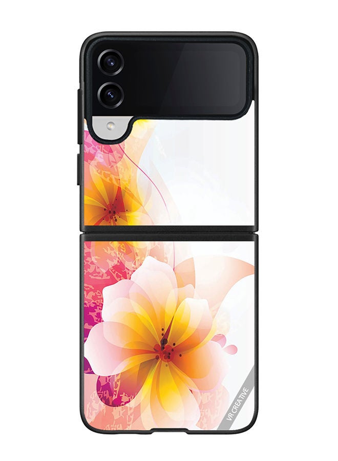 VR CREATIVE Protective Case Cover For Samsung Galaxy Z Flip4 Flower Design Multicolour - Image 1