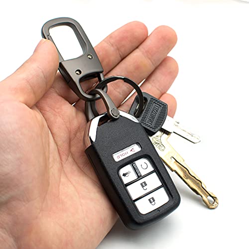 MECHCOS Metal Keychain Car Fob Key Chain Holder Clip with Detachable Valet Key Ring & Anti-Lost D-Ring for Men and Women - Gunmetal - Image 2