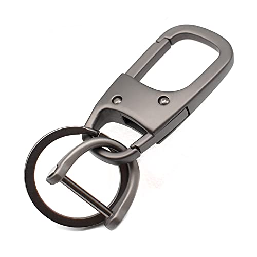 MECHCOS Metal Keychain Car Fob Key Chain Holder Clip with Detachable Valet Key Ring & Anti-Lost D-Ring for Men and Women - Gunmetal - Image 4