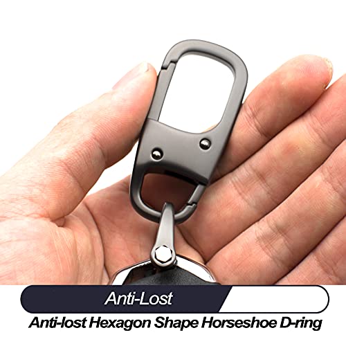 MECHCOS Metal Keychain Car Fob Key Chain Holder Clip with Detachable Valet Key Ring & Anti-Lost D-Ring for Men and Women - Gunmetal - Image 5