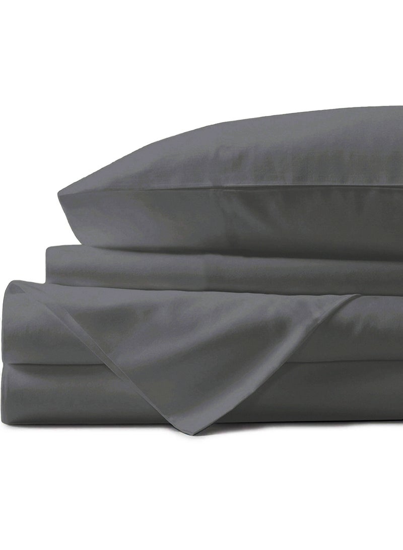 Lavish Touch Thread Count - 100% Cotton Double Brushed Flannel Sheet Set - 170 GSM Heavyweight, Deep Pockets, Pre-Shrunk & Anti-Pill, All Around Elastic – California King - Graphite - Image 2