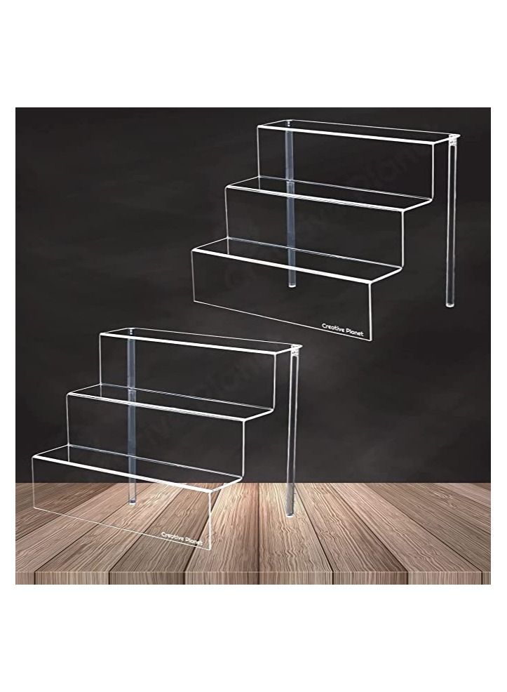 Creative Planet 3 Steps Acrylic Display Riser Shelf Cupcake Stand Display for Showcase Decoration Dessert Table Spices Organizer Funko Pop Toys Figurines (Acrylic Display Riser Shelf 2) - Image 1