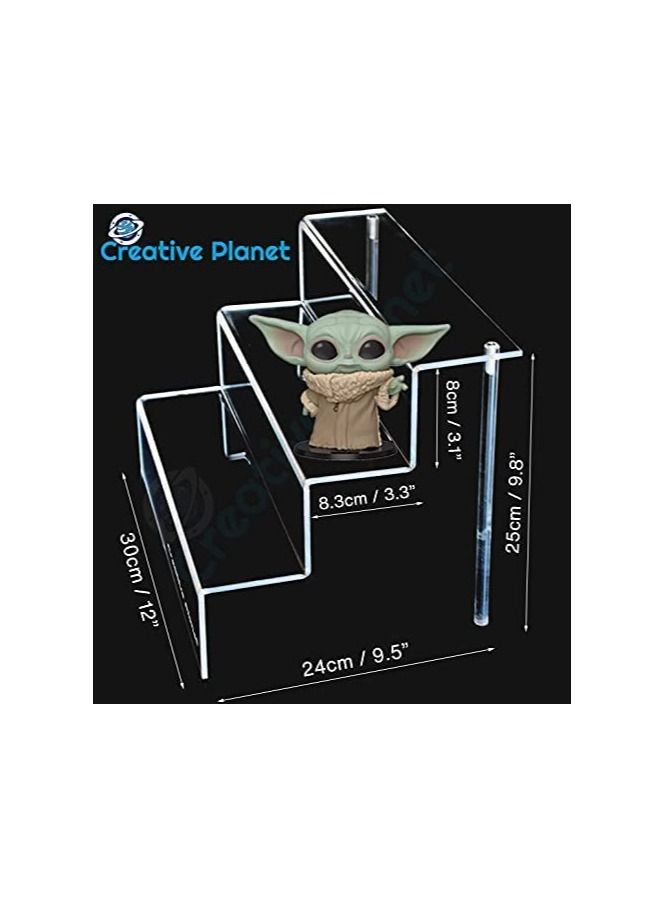 Creative Planet 3 Steps Acrylic Display Riser Shelf Cupcake Stand Display for Showcase Decoration Dessert Table Spices Organizer Funko Pop Toys Figurines (Acrylic Display Riser Shelf 2) - Image 4