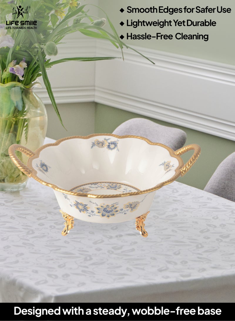Life Smile LIFE SMILE Serving Bowl With Gold Stand  - Bone China Fruit Basket For Fruit ,Snack Nuts ,Cake ,Dessert Storage - Image 5