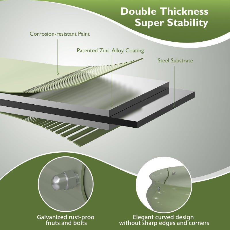 Winpull Raised Garden Bed Kit, 8x2x1 ft Galvanized Planter Box Outdoor, Oval Large Metal Raised Beds for Gardening Vegetables Flower Herb (Avocado Green) - Image 2