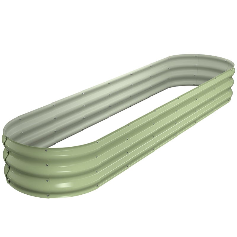 Winpull Raised Garden Bed Kit, 8x2x1 ft Galvanized Planter Box Outdoor, Oval Large Metal Raised Beds for Gardening Vegetables Flower Herb (Avocado Green) - Image 1