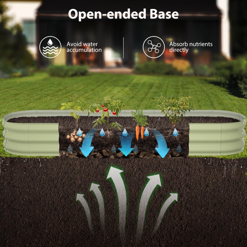 Winpull Raised Garden Bed Kit, 8x2x1 ft Galvanized Planter Box Outdoor, Oval Large Metal Raised Beds for Gardening Vegetables Flower Herb (Avocado Green) - Image 4