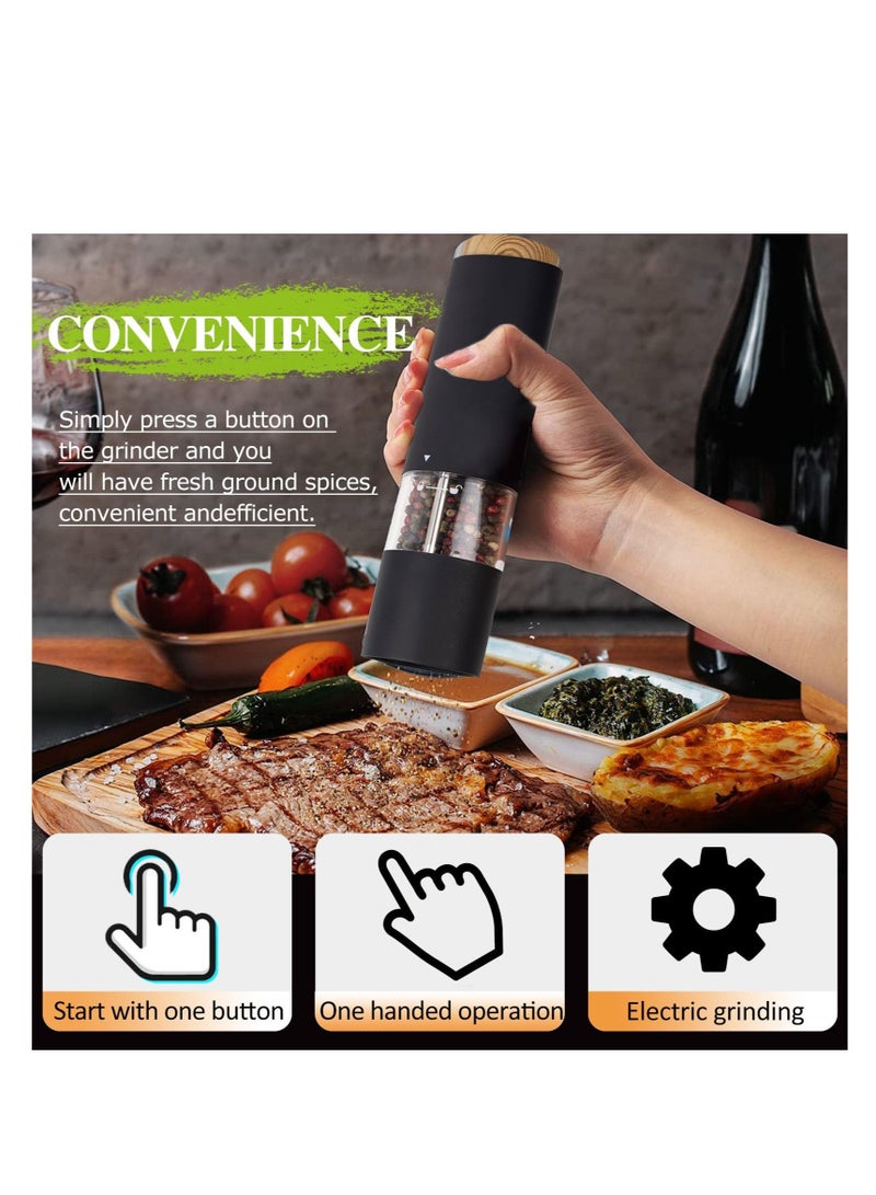 Excefore Electric Salt and Pepper Grinder Set, Adjustable Coarseness Pepper Grinder, Large Capacity Automatic Salt Pepper Mill Grinder, with LED Light & 2 Brush, for Kitchen, Battery Operated(Not Included) - Image 2