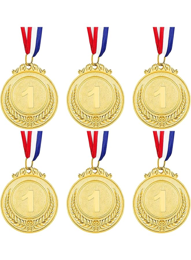 promass Gold Winners Medals, 6 Pack Olympic Gold Medals, Metal Gold Award Medals with Ribbon for Children Metal Sports Day Medals Lockdown Medals Children School Sport - Image 1