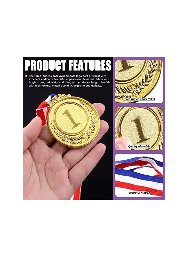 promass Gold Winners Medals, 6 Pack Olympic Gold Medals, Metal Gold Award Medals with Ribbon for Children Metal Sports Day Medals Lockdown Medals Children School Sport - Image 5