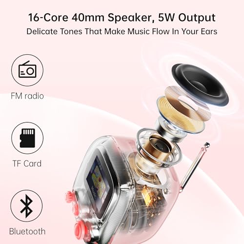 Divoom Tiivoo-2 Retro Bluetooth Speaker with FM Radio,Pixel Art Portable Mini Cute Wireless Small Speaker,Vintage Decor Suitable for Party Office Desk Home Bedroom Kitchen,Gifts for Women Men,Pink - Image 3