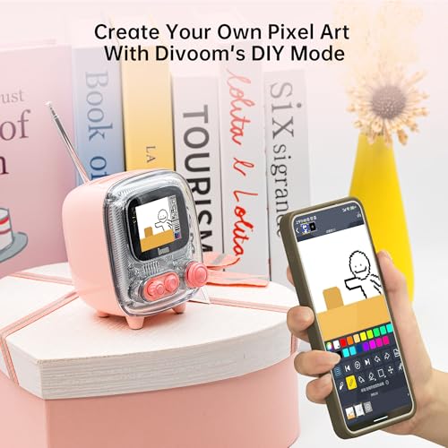 Divoom Tiivoo-2 Retro Bluetooth Speaker with FM Radio,Pixel Art Portable Mini Cute Wireless Small Speaker,Vintage Decor Suitable for Party Office Desk Home Bedroom Kitchen,Gifts for Women Men,Pink - Image 4