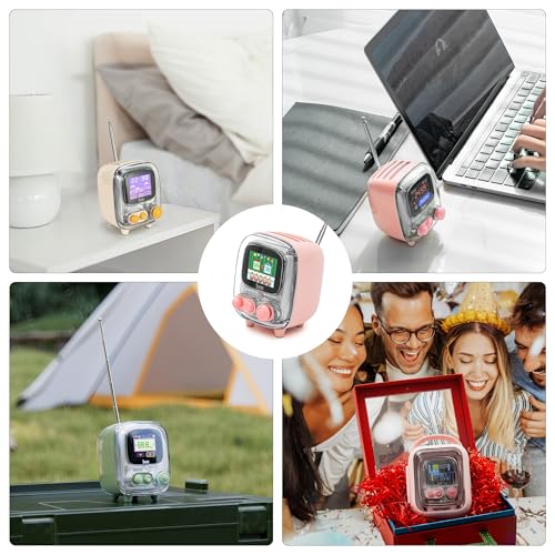 Divoom Tiivoo-2 Retro Bluetooth Speaker with FM Radio,Pixel Art Portable Mini Cute Wireless Small Speaker,Vintage Decor Suitable for Party Office Desk Home Bedroom Kitchen,Gifts for Women Men,Pink - Image 2