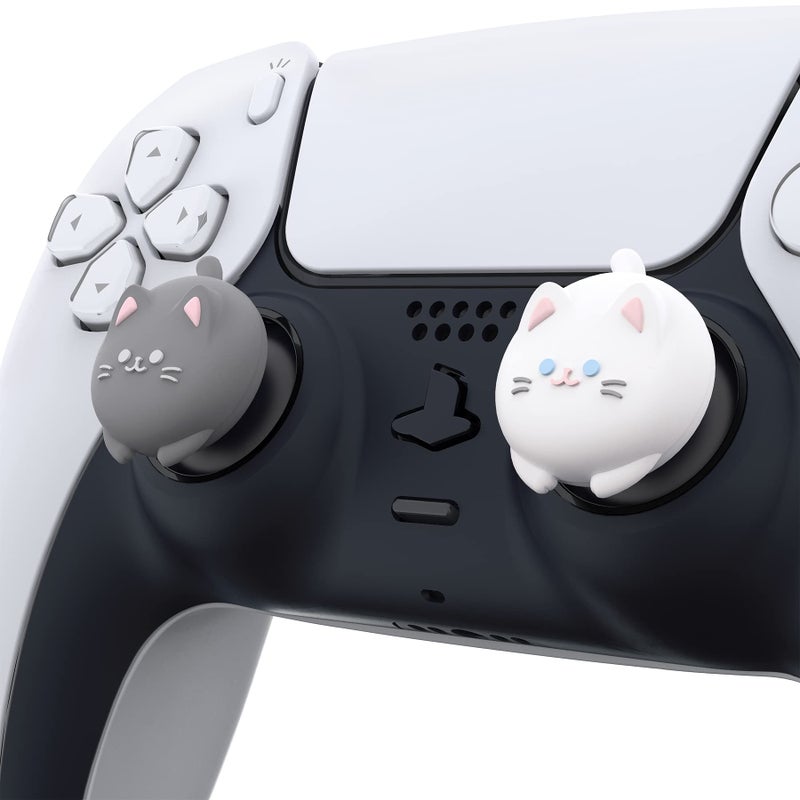 PlayVital Cute Thumb Grip Caps for ps5/4 Controller, Silicone Analog Stick Caps Cover for Xbox Series X/S, Thumbstick Caps for Switch Pro Controller - Cutie Kitty - Image 3