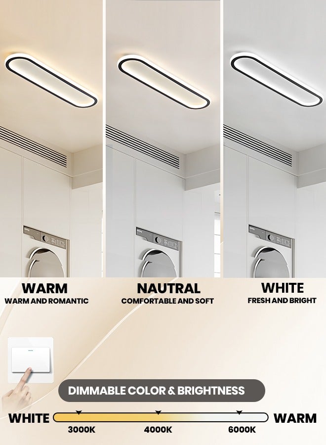 YATAI LIGHTING Modern LED Ceiling Light, 48W Oval Flush Mount Fixture with Dimmable 3-Color Lighting, Aluminum and Acrylic Design for Bedroom, Living Room, Dining Room, Kitchen, and Corridor - Image 2