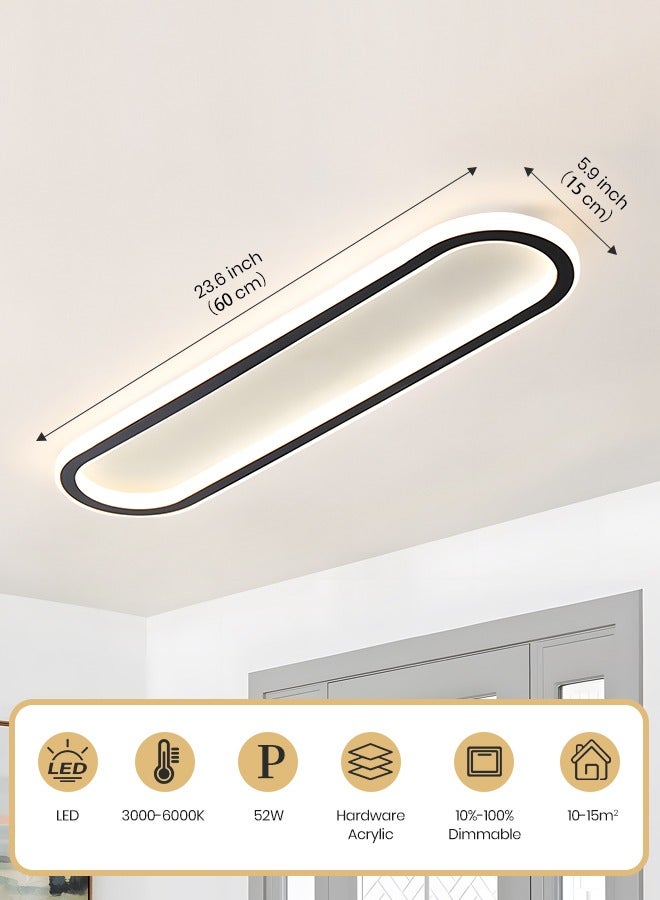 YATAI LIGHTING Modern LED Ceiling Light, 48W Oval Flush Mount Fixture with Dimmable 3-Color Lighting, Aluminum and Acrylic Design for Bedroom, Living Room, Dining Room, Kitchen, and Corridor - Image 3