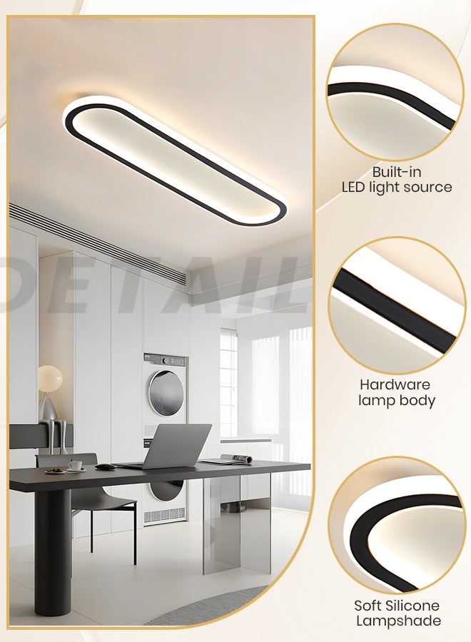 YATAI LIGHTING Modern LED Ceiling Light, 48W Oval Flush Mount Fixture with Dimmable 3-Color Lighting, Aluminum and Acrylic Design for Bedroom, Living Room, Dining Room, Kitchen, and Corridor - Image 4