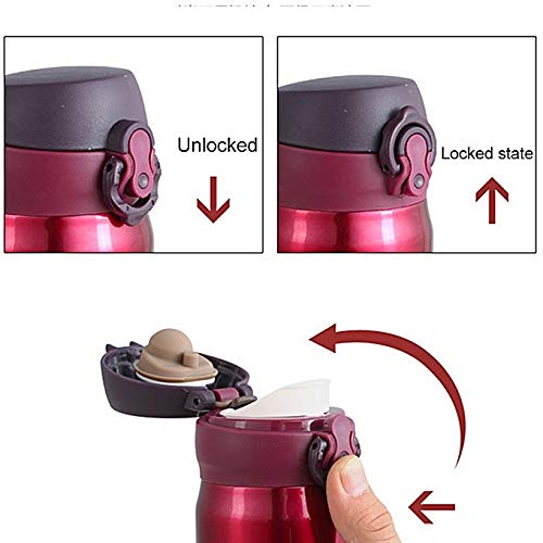 The gifts bucket The gifts bucket Stainless Steel Vacuum Flasks Water Bottle with Sipper Cap Stainless Steel Insulation Kettle 500 ml Brown - Image 4