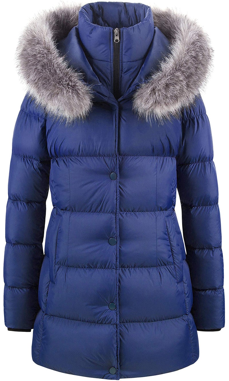 CREATMO US Women's Thickened Jacket Slim Fit Snow Jackets Quilted Coat Navy M - Image 1
