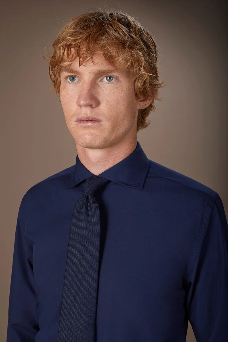 Doppelganger Blue Men's french collar classic shirt - DK Blue for Men | Best Price UAE